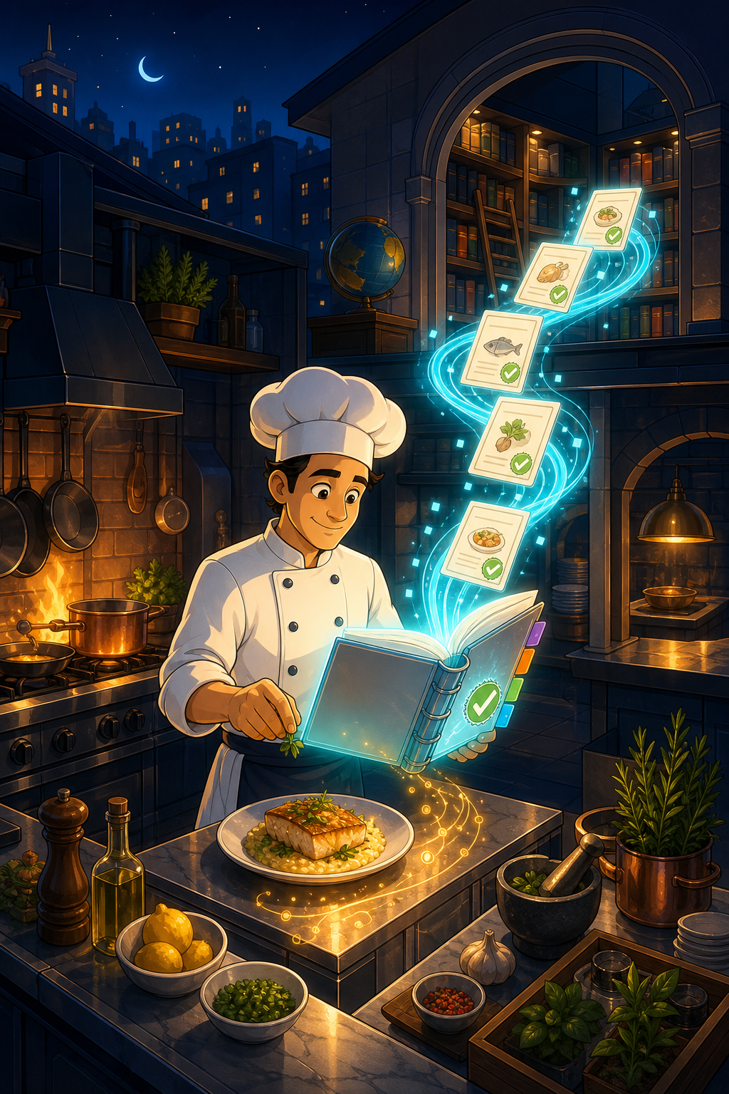 Individual restaurant analogy illustration for AI Grounding