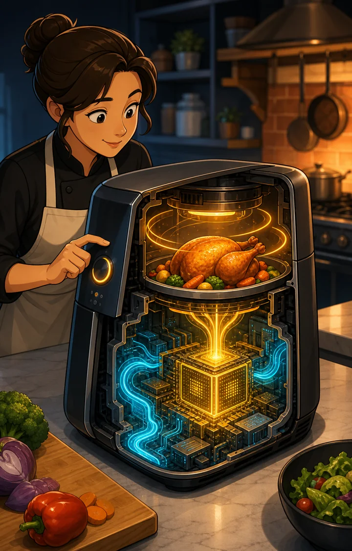 Individual restaurant analogy illustration for AI tool