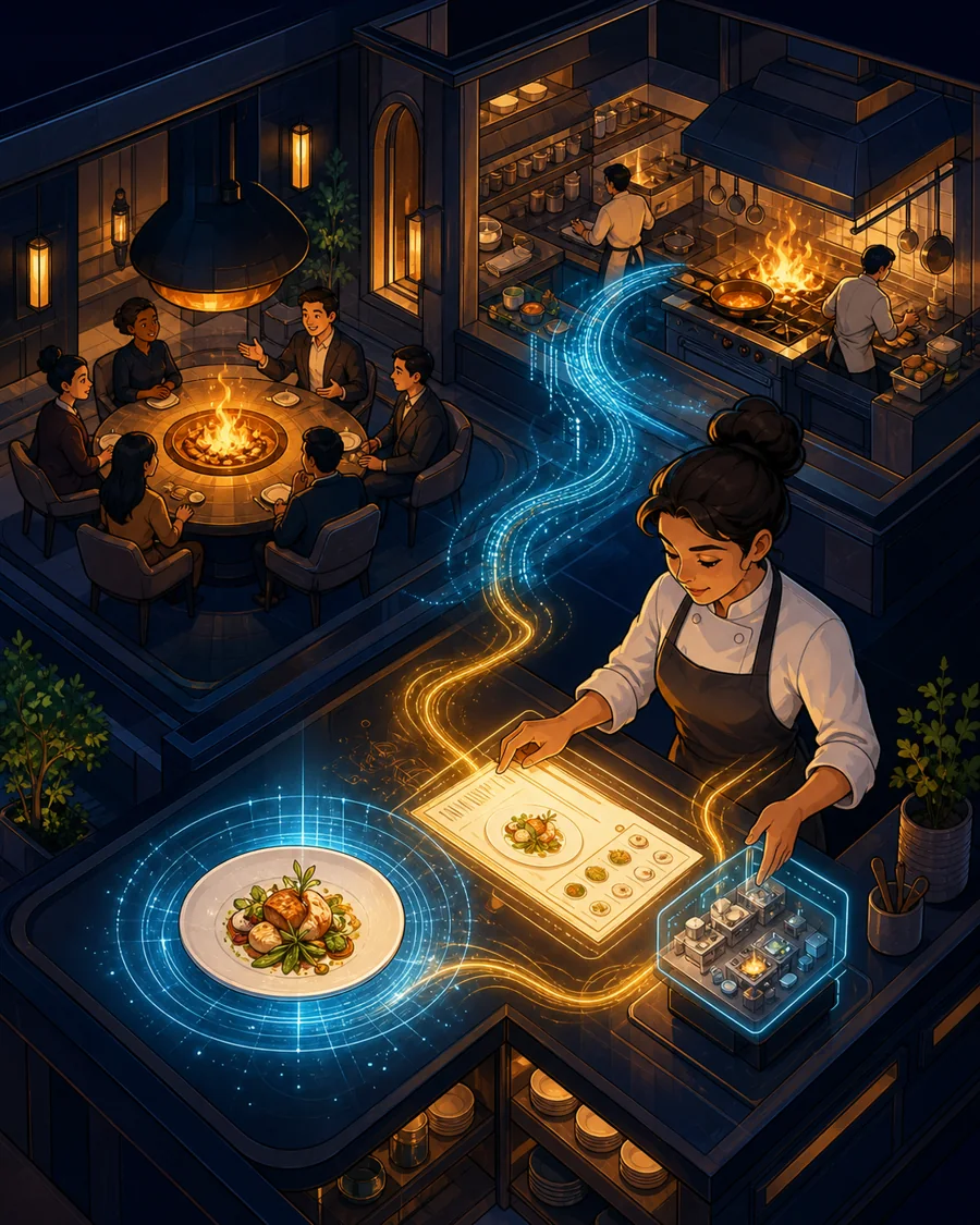 Individual restaurant analogy illustration for Artifacts