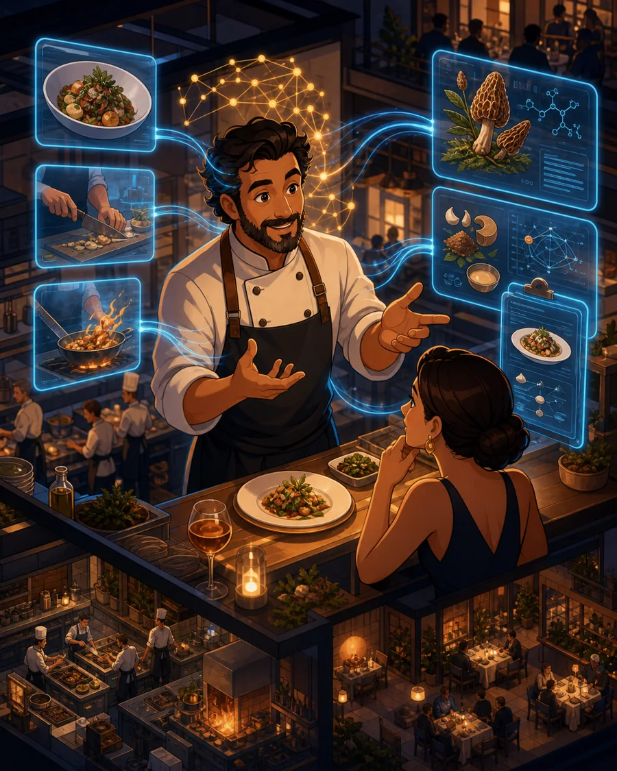 Individual restaurant analogy illustration for ChatGPT