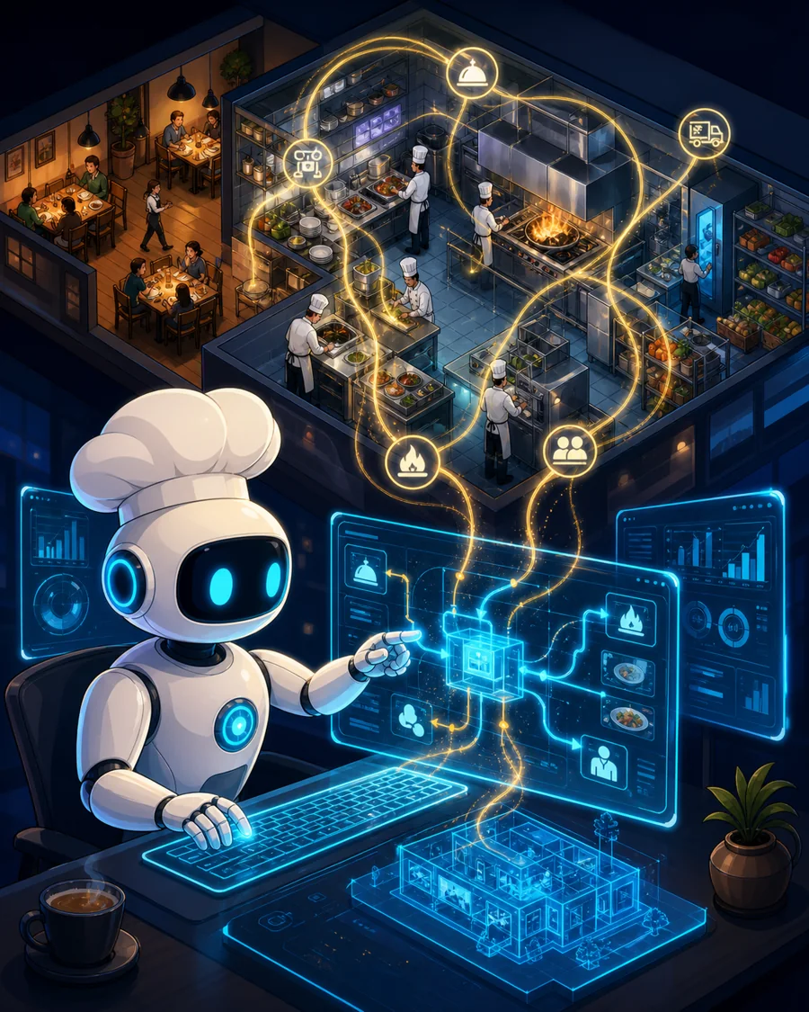 Individual restaurant analogy illustration for Computer Use
