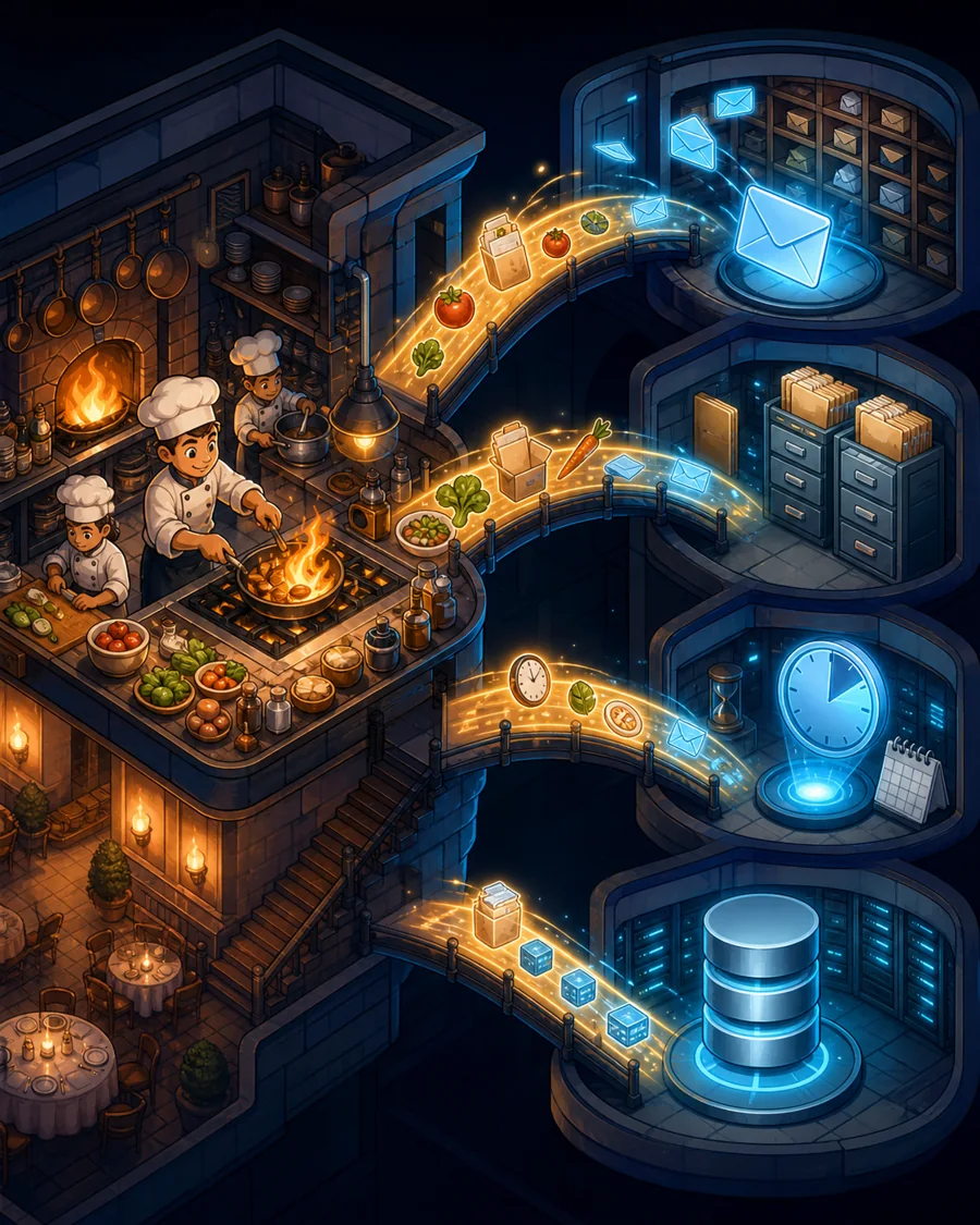 Individual restaurant analogy illustration for Connectors