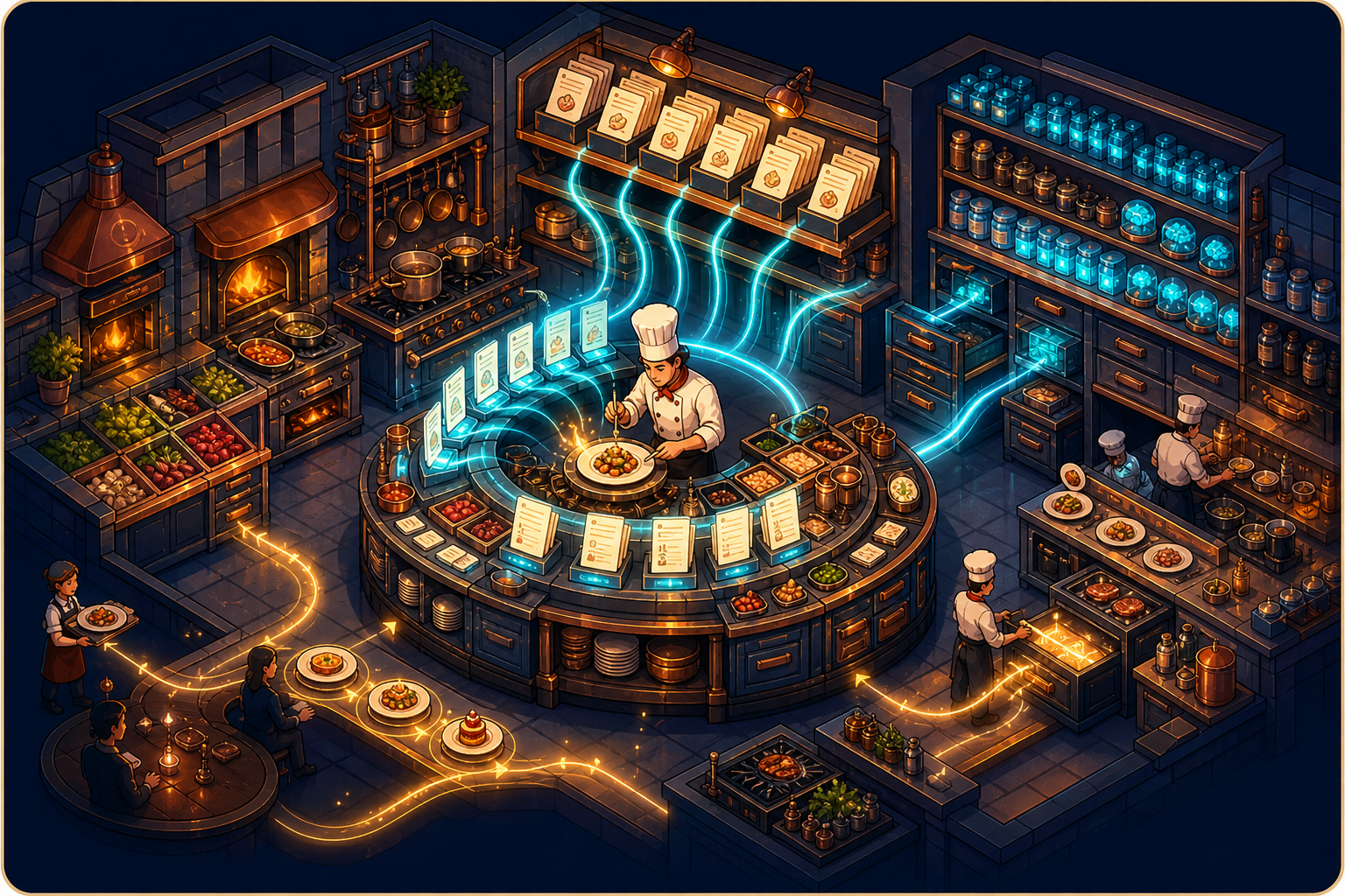 Individual restaurant analogy illustration for Context engineering