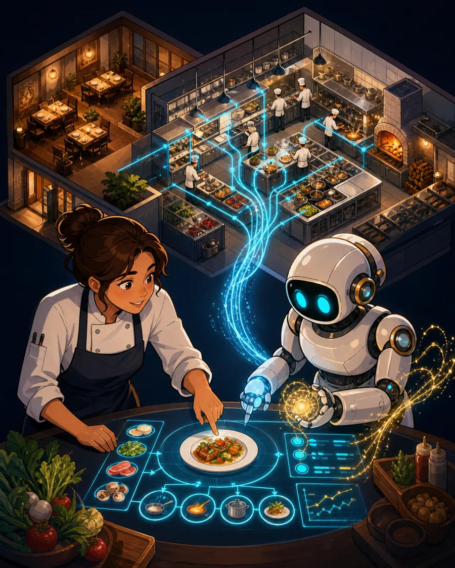Individual restaurant analogy illustration for Cowork