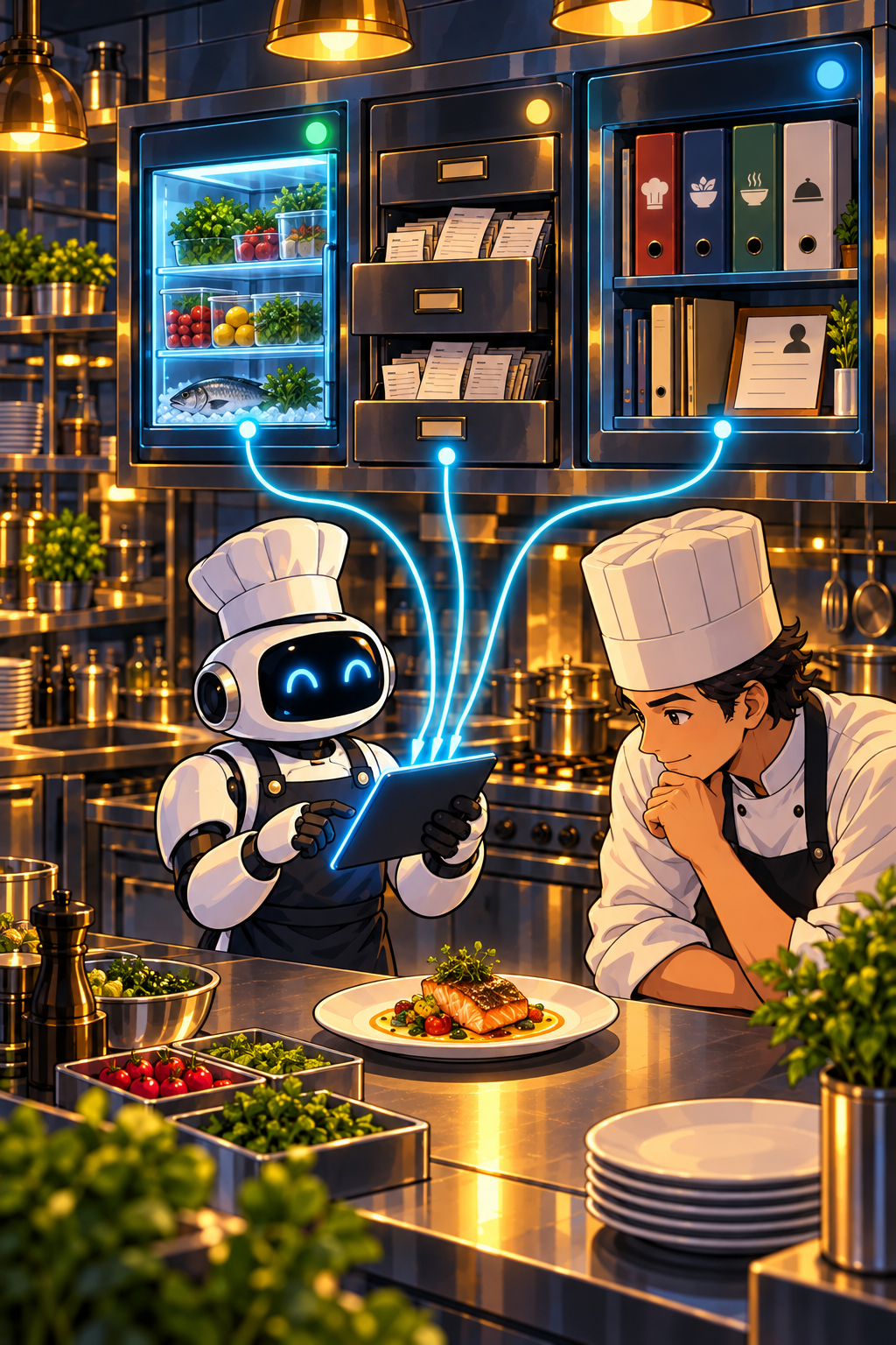 Individual restaurant analogy illustration for Data stores
