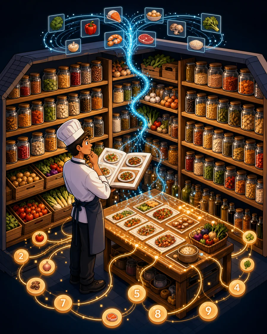 Individual restaurant analogy illustration for Dataset