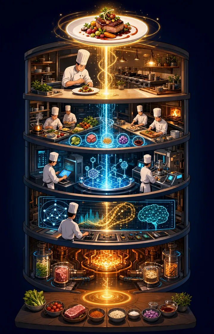 Individual restaurant analogy illustration for Deep learning