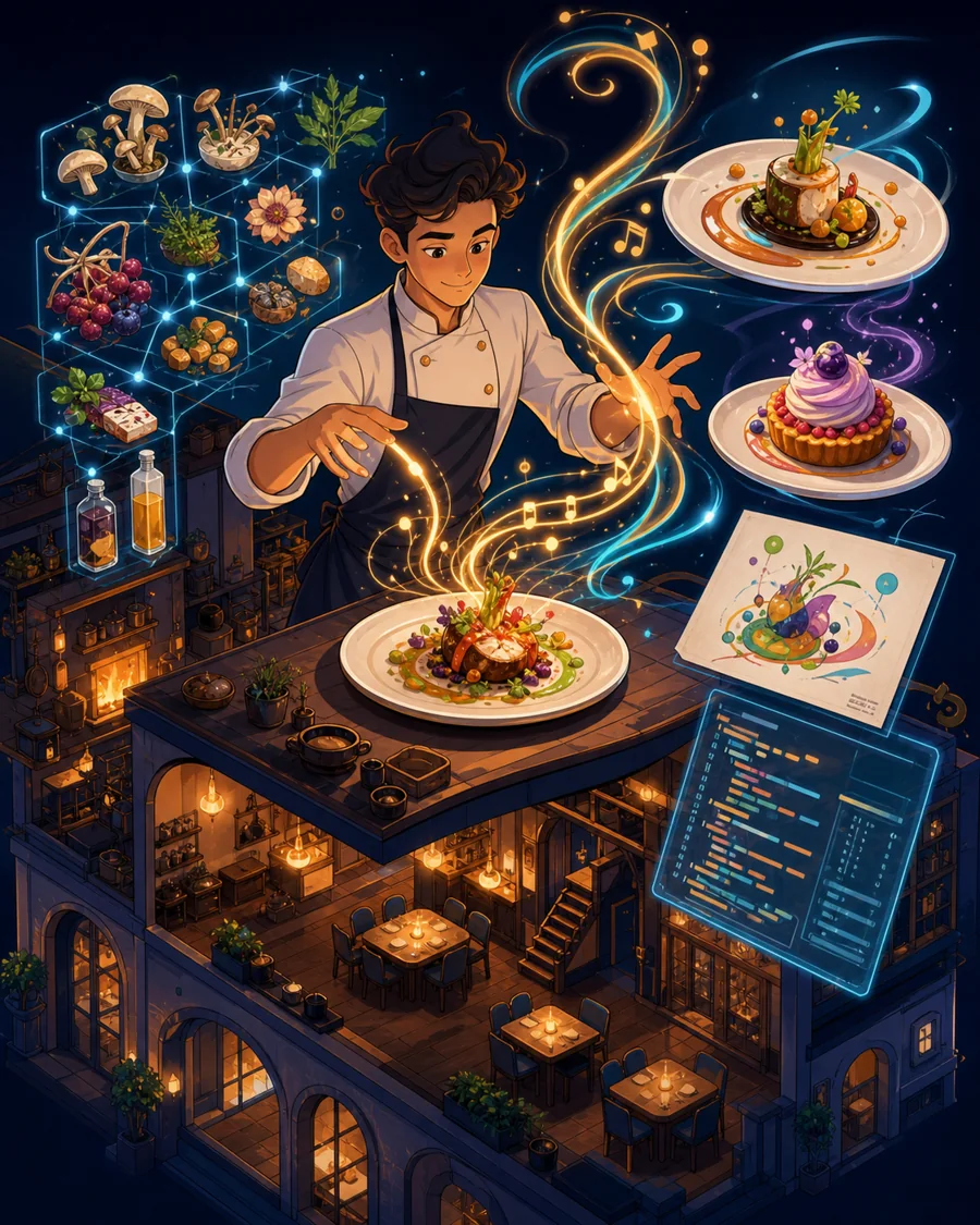 Individual restaurant analogy illustration for Generative AI (GenAI)