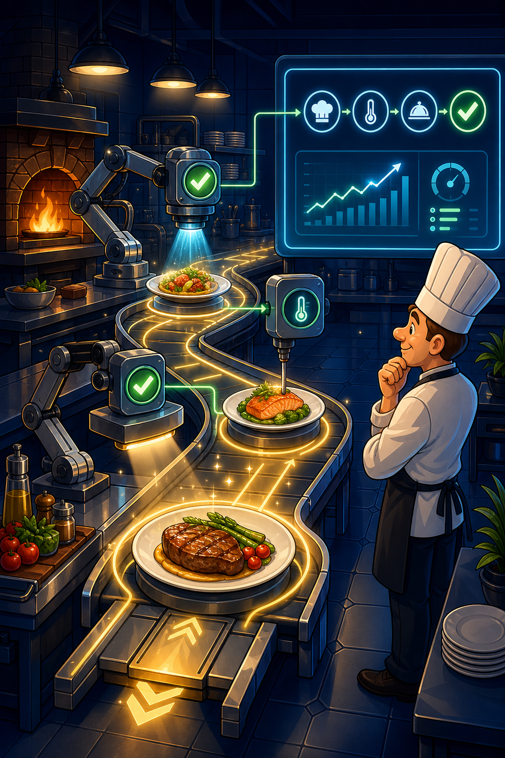 Individual restaurant analogy illustration for GitHub Actions