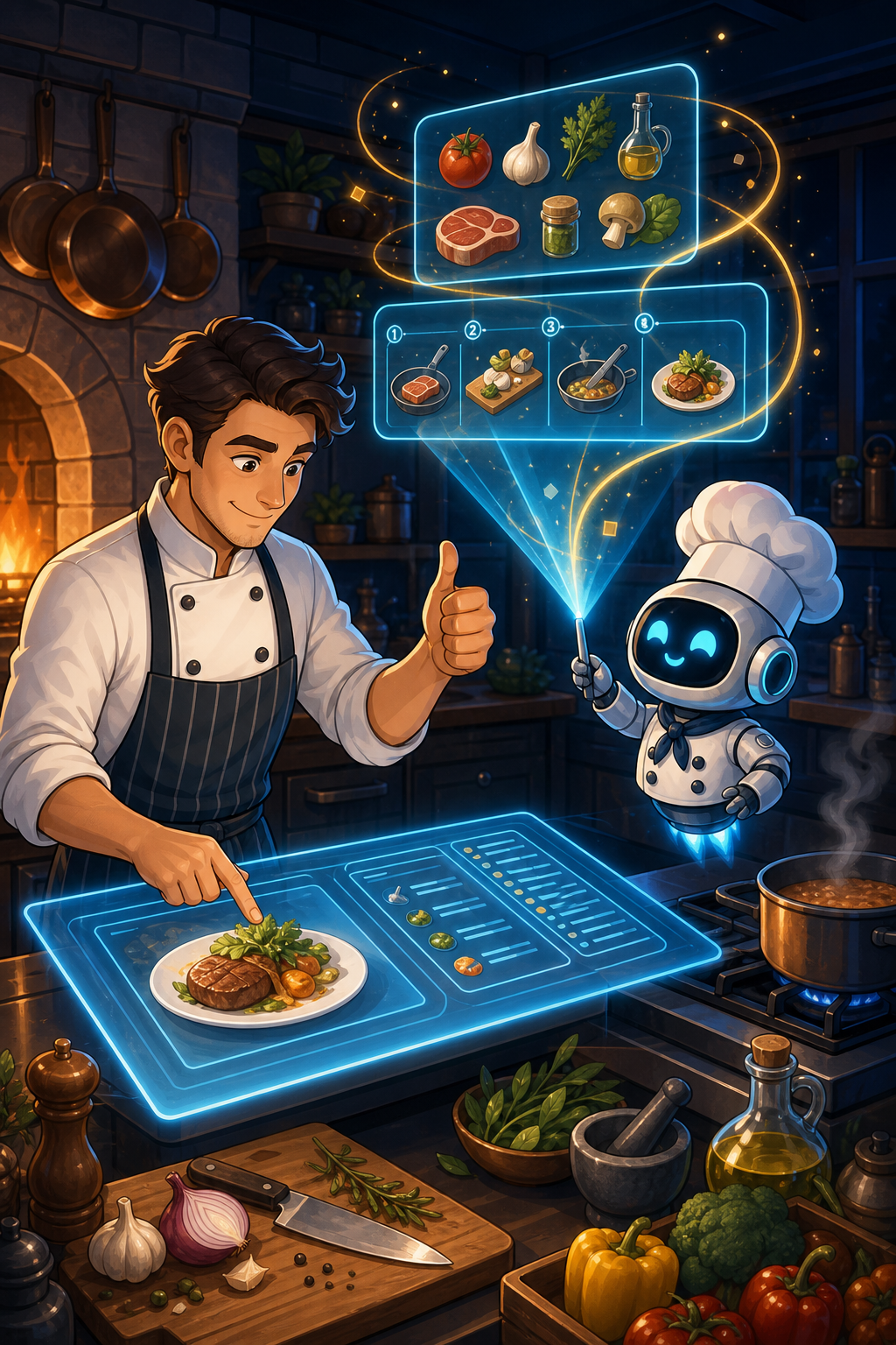 Individual restaurant analogy illustration for GitHub Copilot