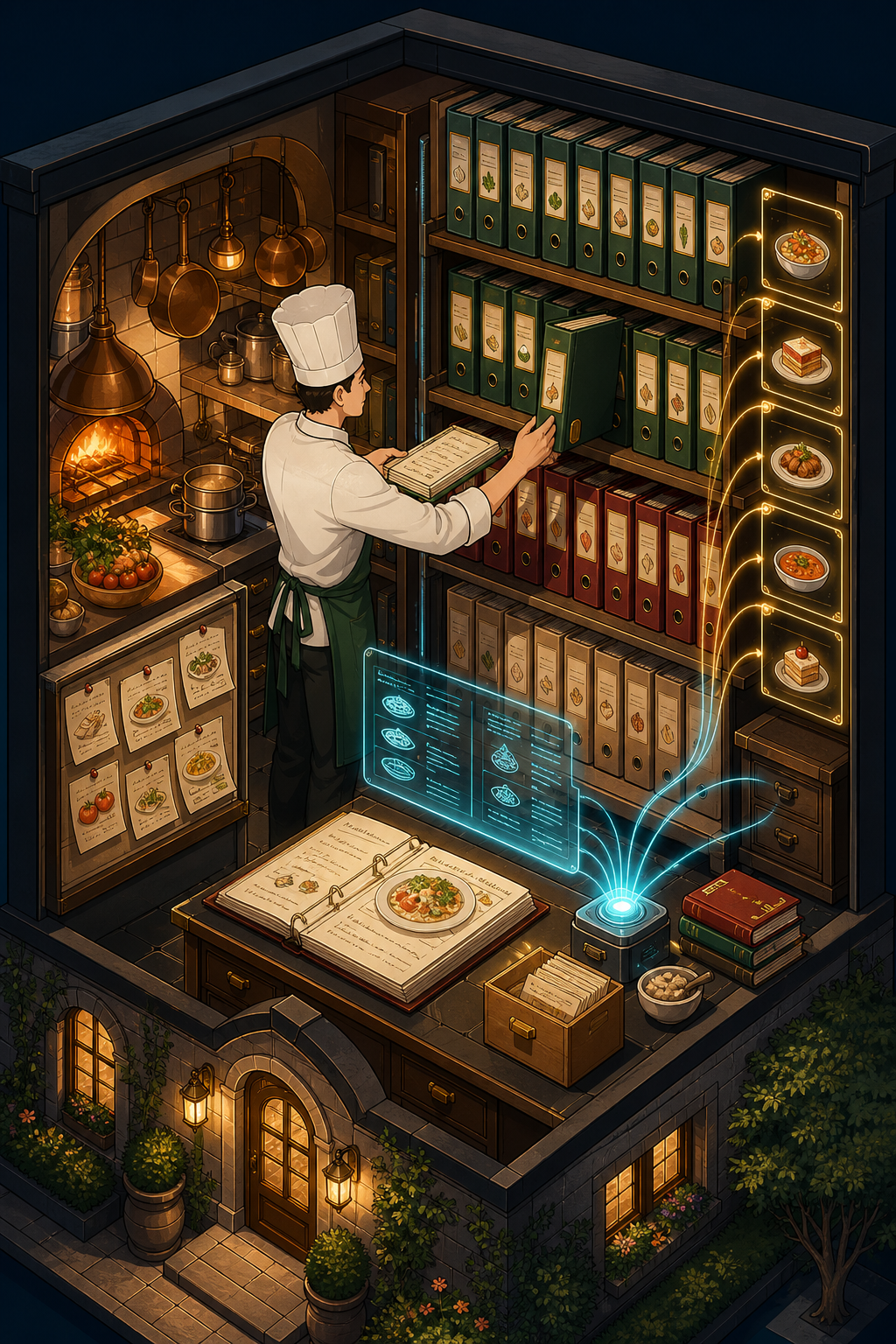 Individual restaurant analogy illustration for GitHub repository