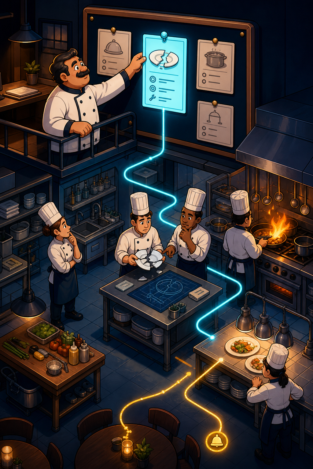 Individual restaurant analogy illustration for Issue