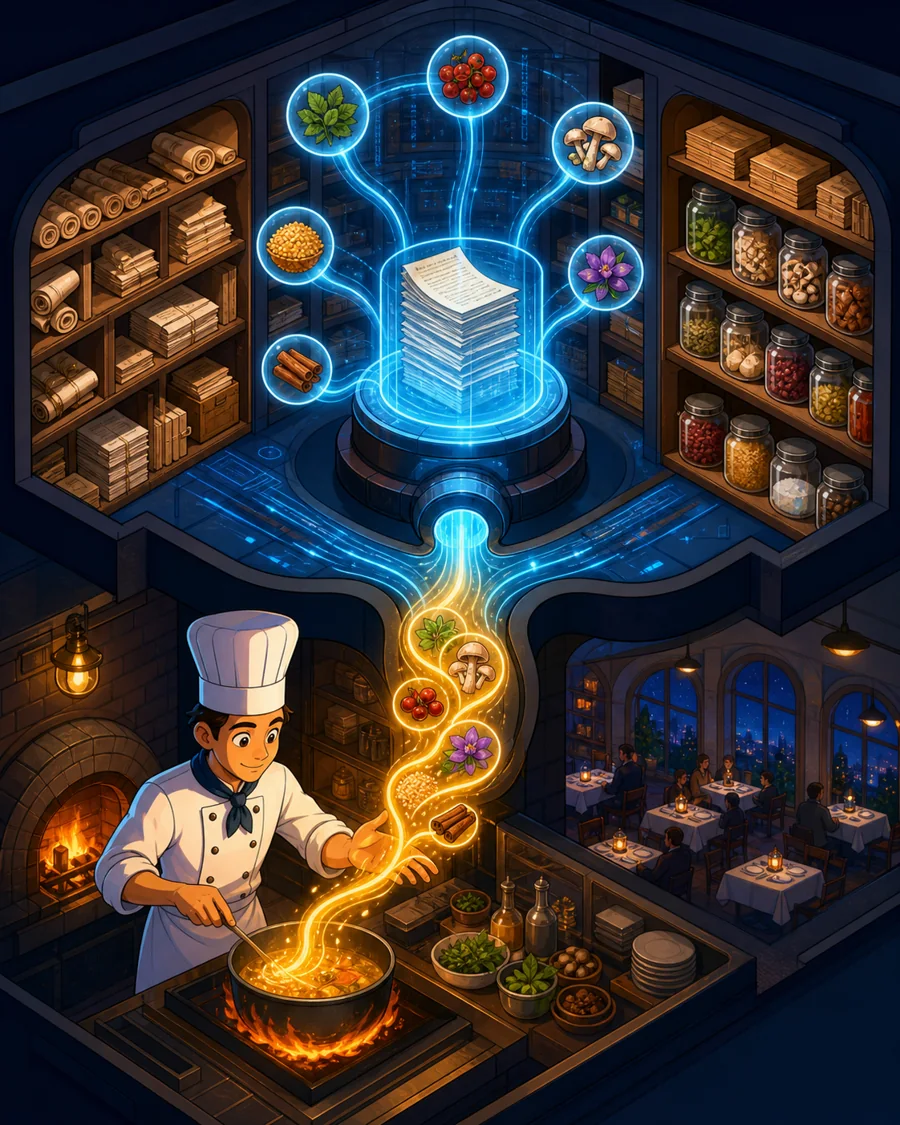 Individual restaurant analogy illustration for Knowledge base