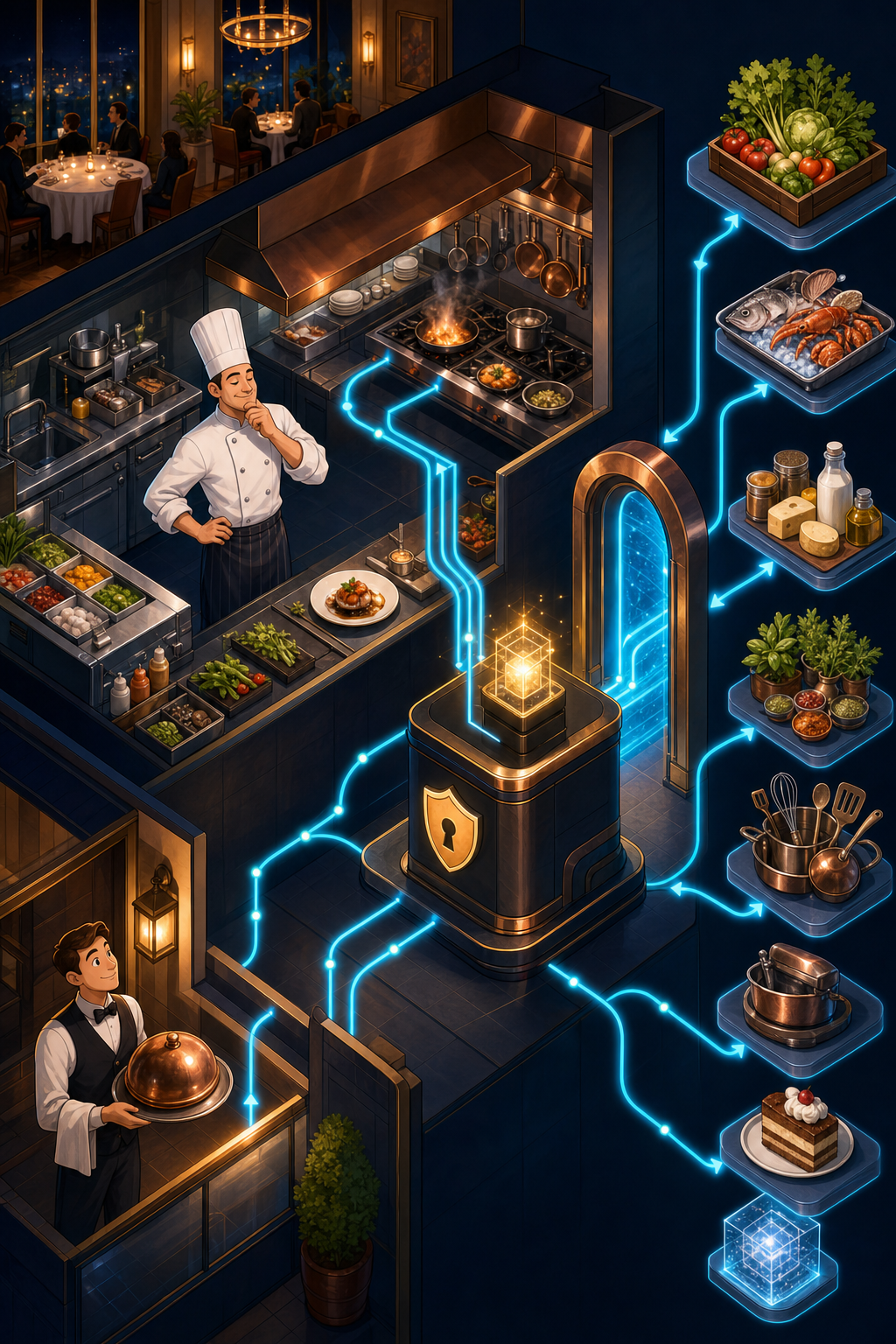 Individual restaurant analogy illustration for Model Context Protocol (MCP)