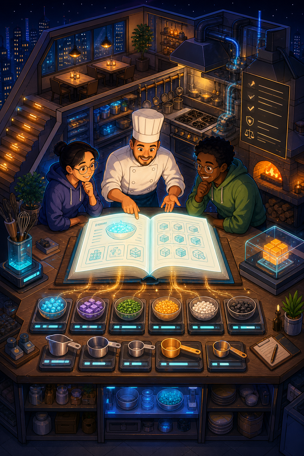 Individual restaurant analogy illustration for Open-weight AI Models