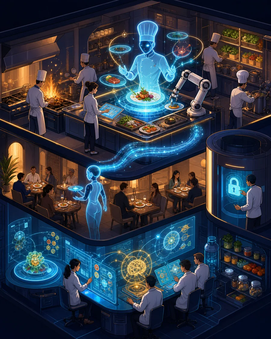 Individual restaurant analogy illustration for OpenAI