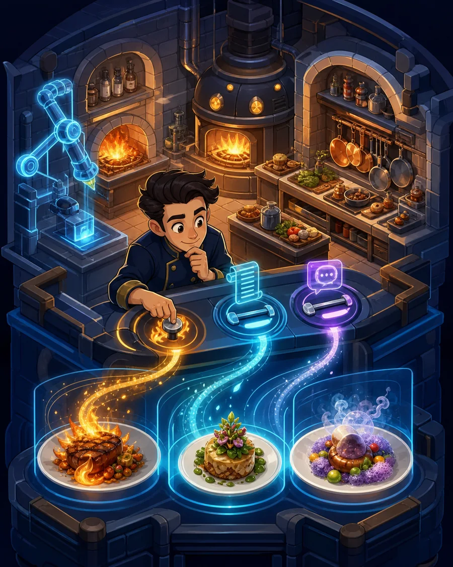 Individual restaurant analogy illustration for Playground