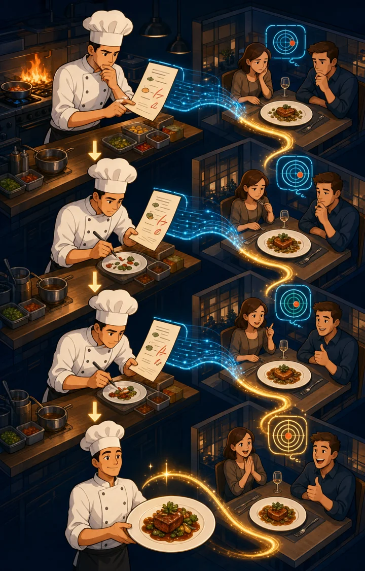Individual restaurant analogy illustration for Prompt optimization