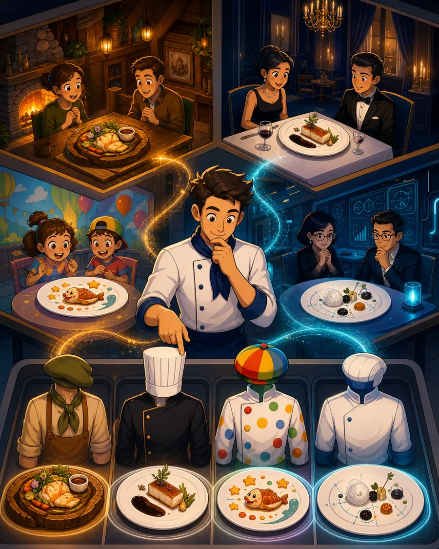 Individual restaurant analogy illustration for Styles