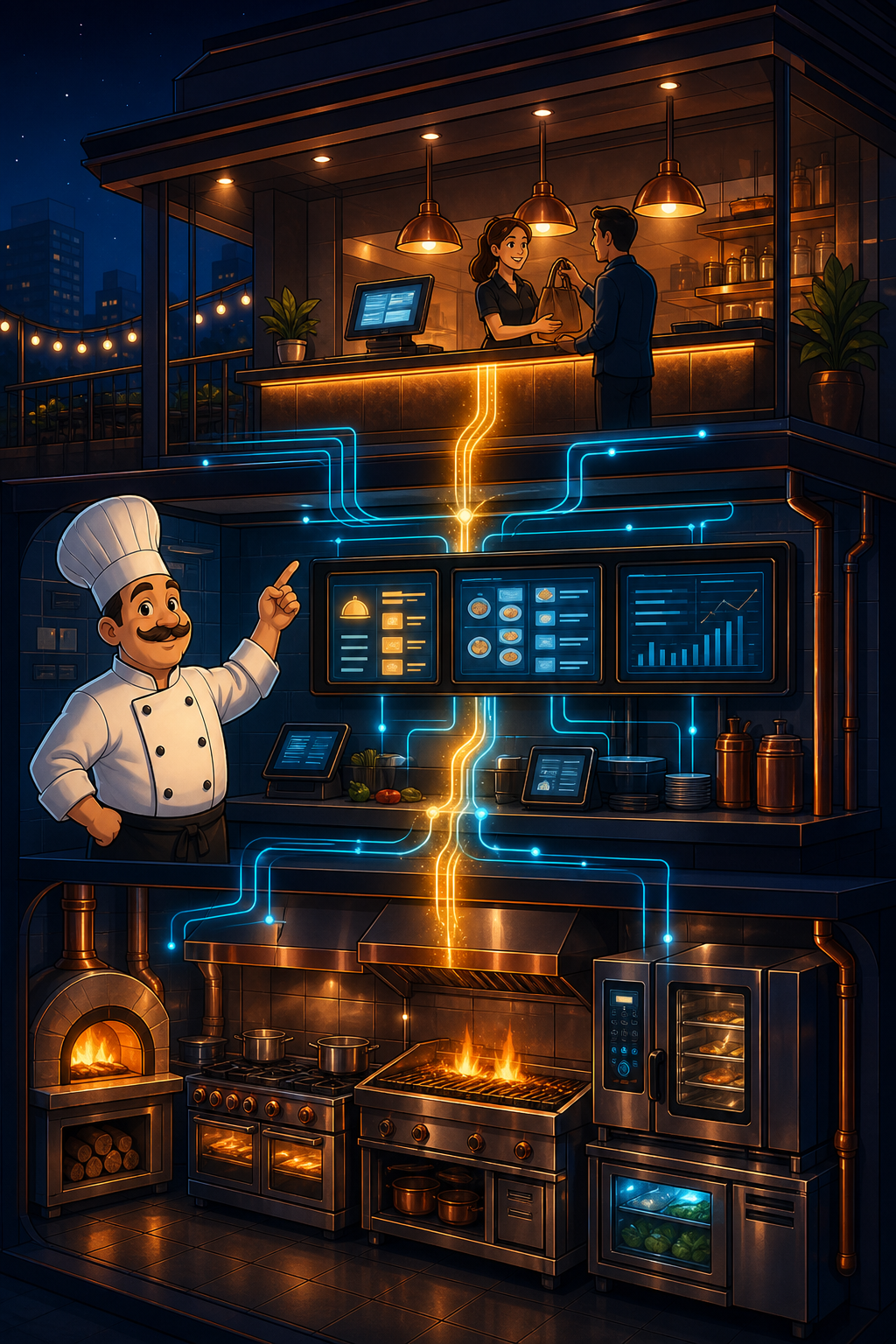 Individual restaurant analogy illustration for Tech stack