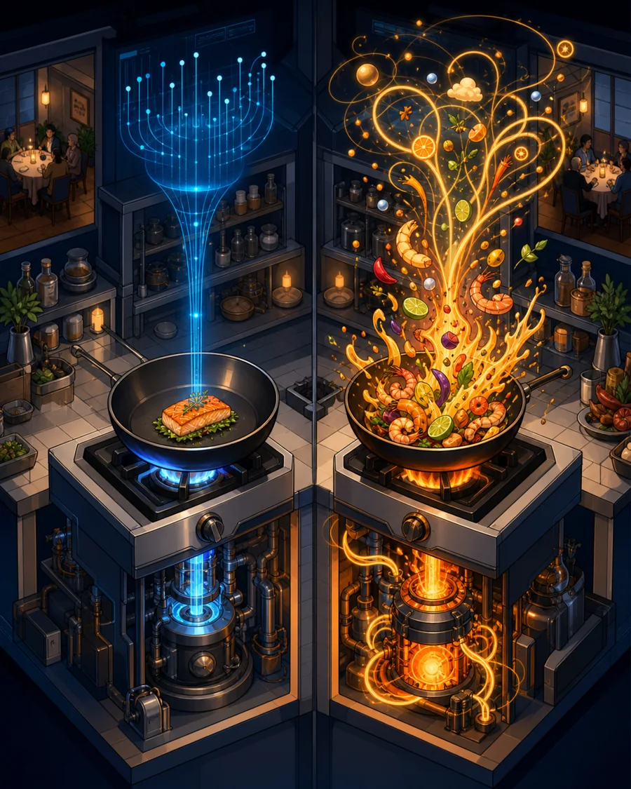 Individual restaurant analogy illustration for Temperature