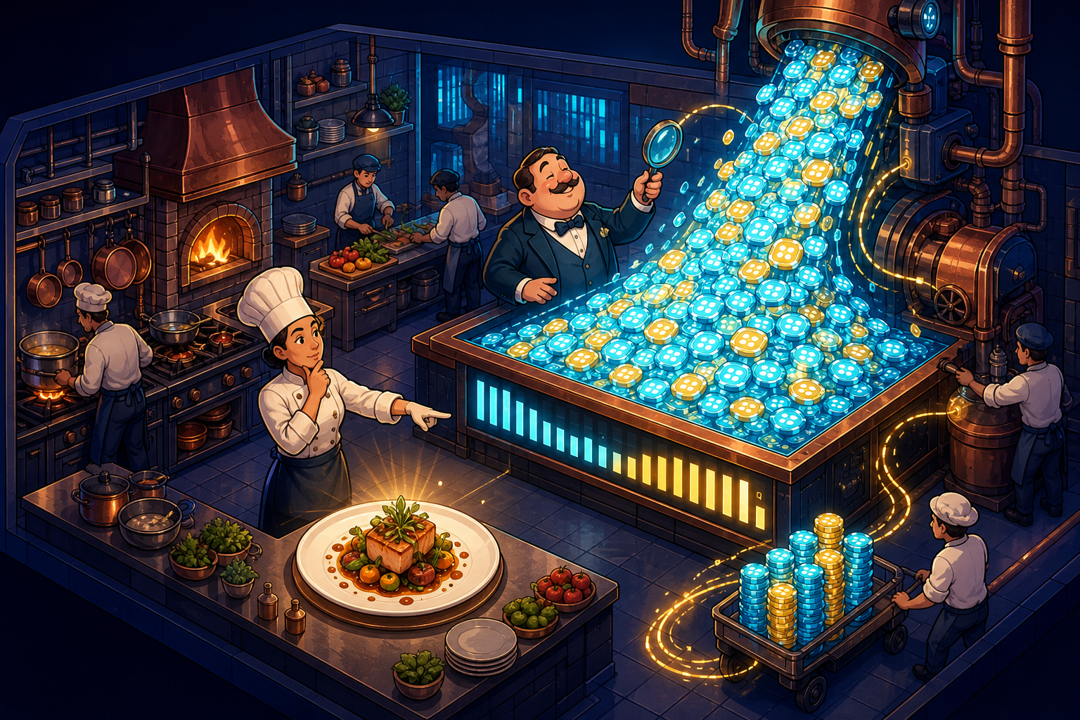 Individual restaurant analogy illustration for Token maxxing