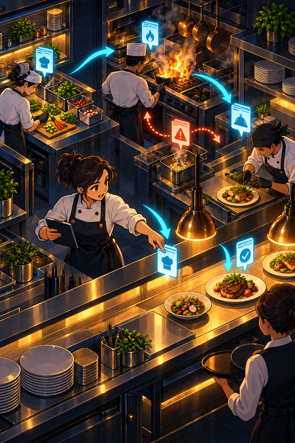 Individual restaurant analogy illustration for Workflow orchestration